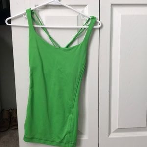 Green LULULEMON tank built in bra, no pads